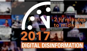 Scene from the documentary telling the story of Doomsday Clock, which will reveal this week the symbolic time for the end of the world in 2024