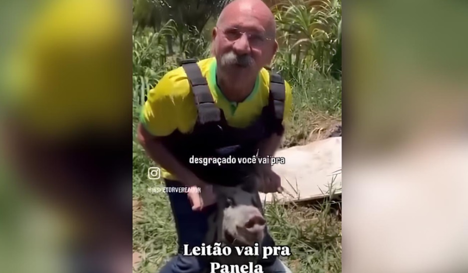 Fortaleza councilor records video mistreating pig to provoke Evandro Leitão