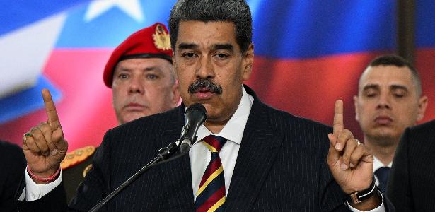 9.ago.2024 - Nicolás Maduro durante pronunciamento à imprensa em Caracas