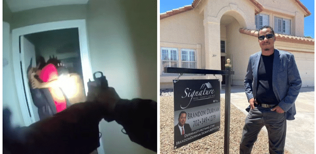 O corretor de imóveis foi encontrado lutando com uma mulher e acabou morto pela polícia em sua própria casa