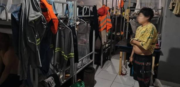 Alojamento em que foram resgatados trabalhadores chineses da obra da BYD na Bahia