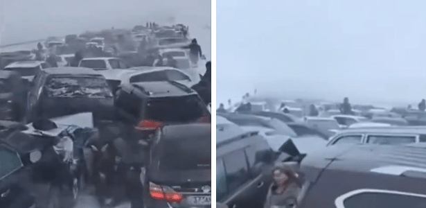 Nevasca causa grande engavetamento no Cazaquistão