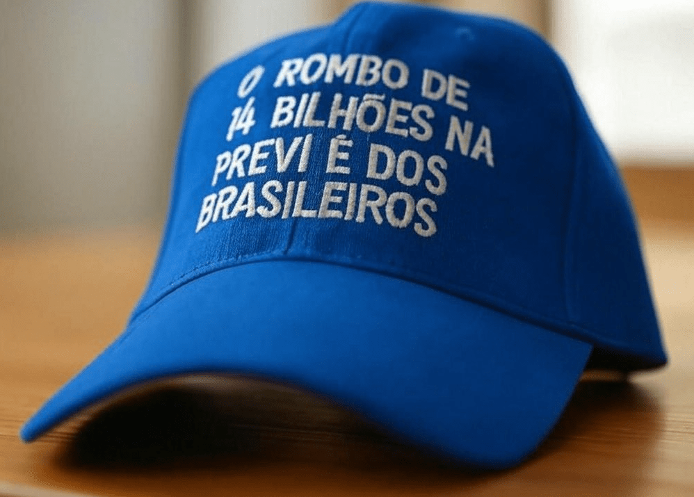 Flávio Bolsonaro uses a cap to mock previ billionaire damage