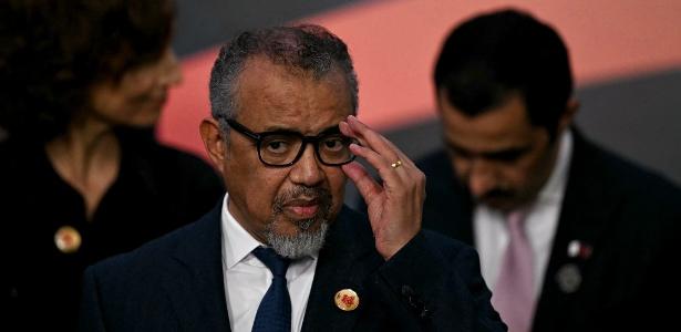 Diretor-geral da OMS, Tedros Adhanom, após participar de uma Reunião de Líderes do G20 no Rio de Janeiro, em 19 de novembro de 2024
