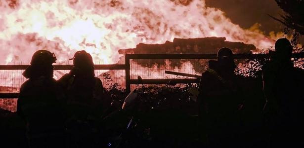 Forest fires driven by strong gusts of wind hits south of Chile