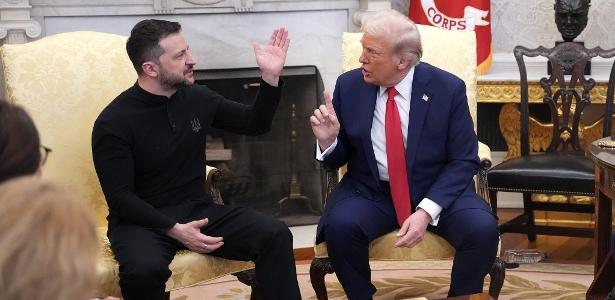 28.fev.2025 - Trump e Zelensky na Casa Branca