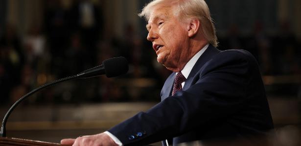 Presidente Donal Trump faz seu primeiro discurso do segundo mandato a deputados e senadores dos EUA em sessão conjunta do Congresso, no Capitólio