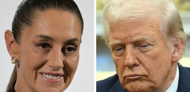 A presidente do México, Claudia Sheinbaum, e o presidente dos EUA, Donald Trump