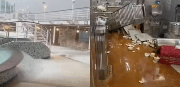 Travessia por área de ventania em região neozelandesa de fiordes causou inclinação de cruzeiro de luxo, onde 16 ficaram feridos