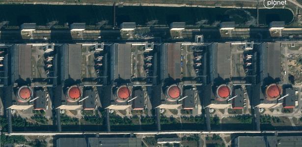 Visão da usina nuclear de Zaporizhia, em Enerhodar, na Ucrânia