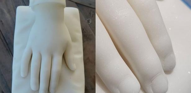 Escultura de mão infantil em mármore de 1857