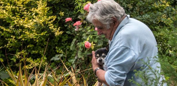 O ex-presidente uruguaio, José Mujica, com sua cadela Manuela