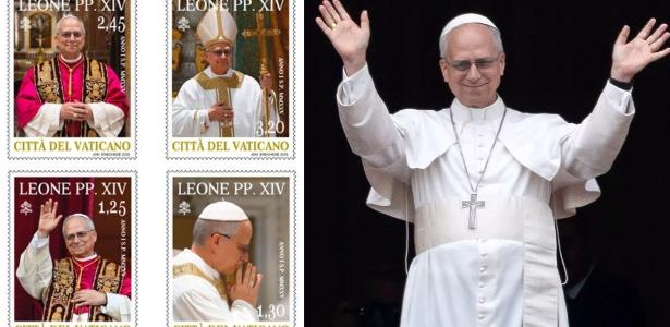 Selos em homenagem ao Papa Leão 14