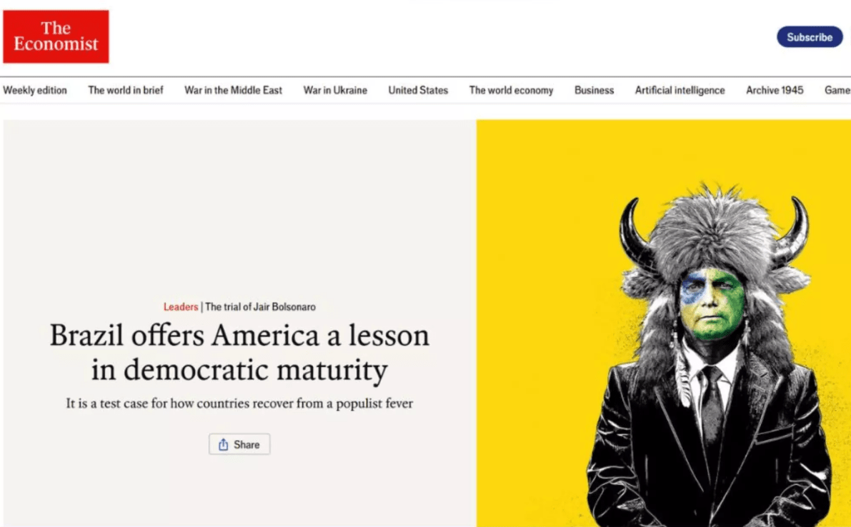 “Economist” puts Bolsonaro on the cover and says that Brazil gives maturity lessons to the US