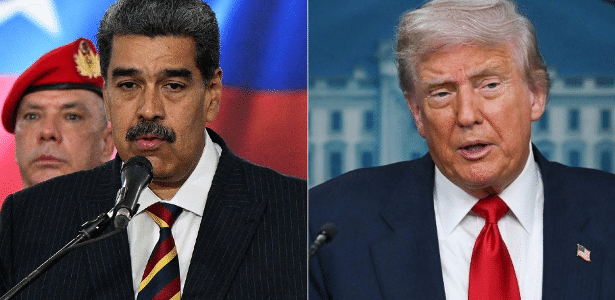 Nicolas Maduro (esq.) e Donald Trump (dir.)