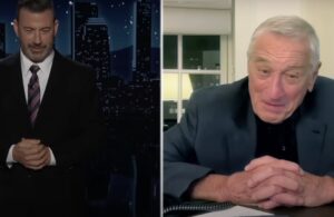 Jimmy Kimmy contrasts with Robert de Niro representing a fictitious new president of the FCC regulatory agency