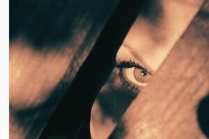 Mosaic -worried woman's look