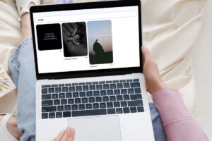 Young man viewing suicide content on computer