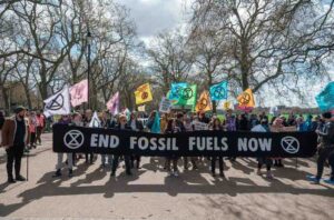 Protesters protest for ban on fossil fuel ads