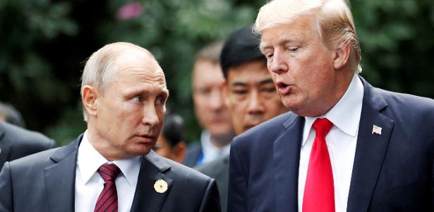 Vladimir Putin, presidente da Rússia, e Donald Trump, em seu primeiro mandato
