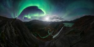 Northern lights in Norway. One of the winning images in the panoramic photo contest