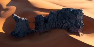 Stone wall in the middle of the Sahara desert. The panoramic photo was among the Top100 at the Espson Pano Awards