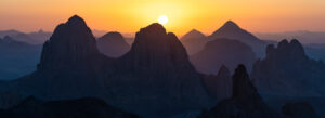 The sunrise between the mountains in the Sahara Panoramic photography selected from the Top100