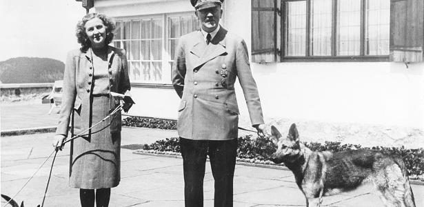 O líder nazista Adolf Hitler e sua companheira, Eva Braun